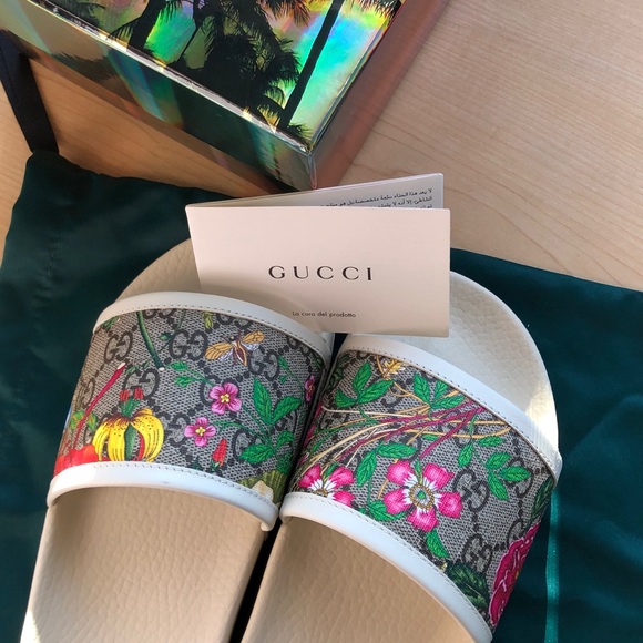 Gucci Shoes Gucci Gg Flora Slide Sandal Poshmark